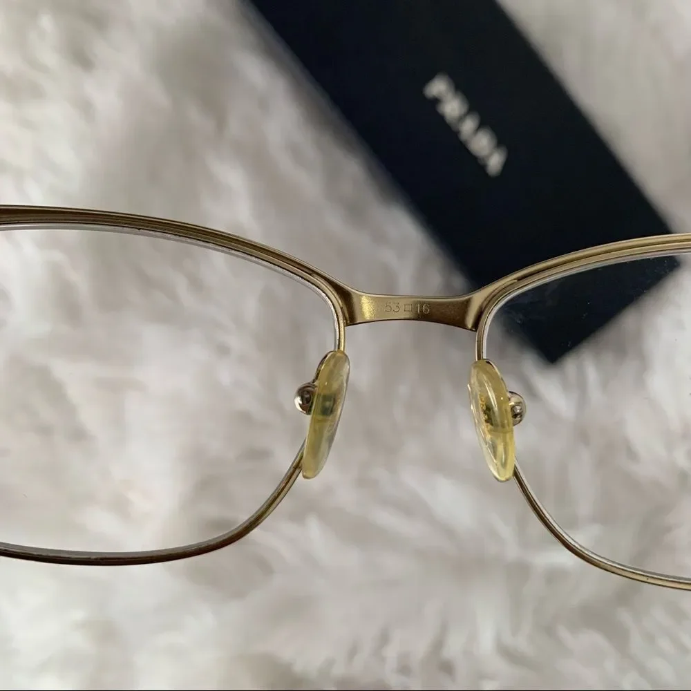 Prada Glasses Frames Black Gold Eyeglasses Case Cloth Box PR65RV Retro
